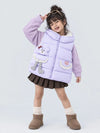 Purple Polka Dots Cute Character-Themed Quilted Hooded Sleeveless Winter Jacket for Kids