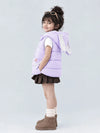 Purple Polka Dots Cute Character-Themed Quilted Hooded Sleeveless Winter Jacket for Kids