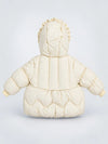 Pastel Yellow Butterfly Heart Quilted Hooded Winter Jacket for Kids