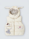 Yellow Polka Dots Cute Character-Themed Quilted Hooded Sleeveless Winter Jacket for Kids