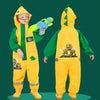 Dinosaur Friends themed Yellow Full Jumpsuit Style Raincoat for Toddlers and Kids