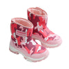 Pink Camouflage Waterproof Winter Snow Boots With Metal Cleats For Minus Degree Icy Terrains