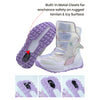 Printed Silver Waterproof Winter Snow Boots With Metal Cleats For Minus Degree Icy Terrains
