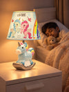 Blue ceramic Rocking Unicorn side Bed Table Lamp, Kids Room Decor