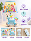 Blue ceramic Rocking Unicorn side Bed Table Lamp, Kids Room Decor