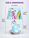 Blue ceramic Rocking Unicorn side Bed Table Lamp, Kids Room Decor