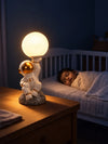 Golden Astronaut Holding Moon, side Bed Table Lamp, Kids Room Decor