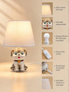 Grey ceramic Dog side Bed Table Lamp, Kids Room Decor