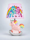 Pink ceramic Rocking Unicorn side Bed Table Lamp, Kids Room Decor