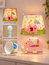 Pink ceramic Elephant side Bed Table Lamp, Kids Room Decor