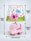 Pink ceramic Elephant side Bed Table Lamp, Kids Room Decor