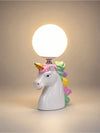 White ceramic Unicorn Moon, side Bed Table Lamp, Kids Room Decor
