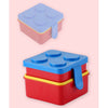 2Pcs Square Blue Lego Lid BPA Free Plastic Lunch Box Plus Cup Bottle
