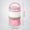 Pink Happy Bites Double Decker Stainless Steel Lunch Box