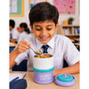 Purple Happy Bites Double Decker Stainless Steel Lunch Box