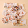 5 Pcs Woodland Theme Super Soft Breathable Pure Muslin Cotton Napkins Set