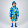 Blue Color Pop Car Print  Knee-Length Raincoat for Kids