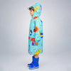 Blue Sunshine Doodle Knee-Length Raincoat for Kids