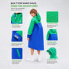 Blue & Green Colour-Block Knee-Length Raincoat for  Kids & Teens
