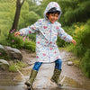 Cream Vintage Car Print Knee-Length Raincoat for Kids