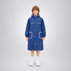 Navy Blue Pocket Patch long Length Raincoat for Kids & Teens