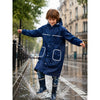 Navy Blue Pocket Patch long Length Raincoat for Kids & Teens