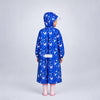 Navy Blue Unicorn Print Knee-Length Raincoat for Kids