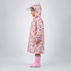 Pink Floral Garden Print Knee-Length Raincoat for Kids & Teens
