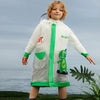Frog Green Bordered Translucent long style Raincoat for kids