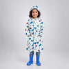 White Dumper Construction Print Knee-Length Raincoat for Kids