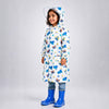 White Dumper Construction Print Knee-Length Raincoat for Kids