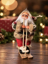 Red & Green Knitted Skiing Santa Christmas Tree Ornament