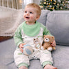 Mint Bear & Cream Winter Romper With Matching Bib