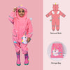 Bright Pink Magical Unicorn Theme All Over Jumpsuit / Playsuit Raincoat for Kids - Little Surprise BoxBright Pink Magical Unicorn Theme All Over Jumpsuit / Playsuit Raincoat for Kids