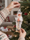 Silver Sequin Skiing Santa Christmas Tree Ornament