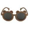 2D Ear Brown Frame Anti Ultraviolet Unisex Sunglasses With Satin Storage Pouch