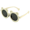 2D Ear White Frame Anti Ultraviolet Unisex Sunglasses With Satin Storage Pouch