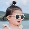 2D Ear White Frame Anti Ultraviolet Unisex Sunglasses With Satin Storage Pouch