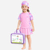 2 Pcs Top & Skort Set Peach Pink Tie-Dye Side Panel UPF 50+ Swimwear with Matching Swim Cap for Girls With Free Wash Bag (Copy)
