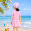 2 Pcs Top & Skort Set Peach Pink Tie-Dye Side Panel UPF 50+ Swimwear with Matching Swim Cap for Girls With Free Wash Bag (Copy)