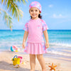 2 Pcs Top & Skort Set Peach Pink Tie-Dye Side Panel UPF 50+ Swimwear with Matching Swim Cap for Girls With Free Wash Bag (Copy)
