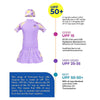 2 Pcs Top & Skort Set Purple Tie-Dye Side Panel UPF 50+ Swimwear with Matching Swim Cap for Girls With Free Wash Bag