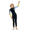 Dive Full Length Black & Yellow Stamp Printed 2.5mm Neoprene Kids Swimsuit with Free Washbag