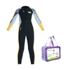 Dive Full Length Black & Yellow Stamp Printed 2.5mm Neoprene Kids Swimsuit with Free Washbag