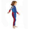Dive Full Length, Cobalt & Red Stamp Printed Full Length 2.5mm Neoprene Kids Swimsuit with Free Washbag