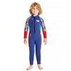 Dive Full Length, Cobalt & Red Stamp Printed Full Length 2.5mm Neoprene Kids Swimsuit with Free Washbag