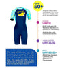 Dive Navy Blue Duck Printed, Half Sleeves, Knee Length Kids Swimwear in Upf 50+ Fabric with Swim Cap & Free Washbag