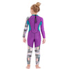 Dive Purple & Teal Geometric Printed Full Length 2.5mm Neoprene Kids Swimsuit with Free Washbag