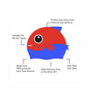 Red Fin Dual Color Silicone Swim Cap | 5yrs - 15yrs
