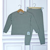Stripes Grey Round Neck Upper & Lower Body Thermal Winter Warmers
